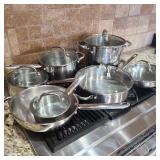 Lot of Wolfgang Pucks Stainless Steel Cookware