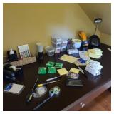 Large Lot of Office Supplies w/ Lamp & Sharpener