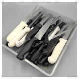 Lot of Black & White Kitchen Knives Lot of Black & White Kitchen Knives