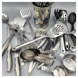 Large Lot of Stainless Steel Kitchen Utensils