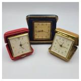 Lot of 3 Vintage Travel Clocks