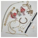 Misc. Lot of Jewelry w/ Porcelain Miniatures