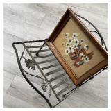 Vintage Metal Magazine Rack w/MCM Embroidered