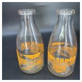 Vintage Glass Milk Bottles Oblander Lot of 2