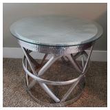 Modern Hammered Finish Glass Top Table