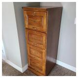 4 Drawer Oak Locking File Cabinet