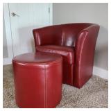 Pier 1 Red Leather Style Chair & Ottoman Pier 1 Red Leather Style Chair & Ottoman