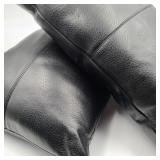 Pair of Black Leather Style Accent Pillows