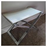 Modern Nickel & White Alligator Pattern Stool Modern Nickel & White Alligator Pattern Stool