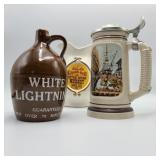 Whiskey Jug, Pitcher, & Stein Lot Whiskey Jug, Pitcher, & Stein Lot