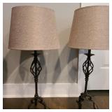 Modern Wrought Iron Lamp Pair