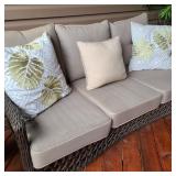 Outdoor Wicker Sofa w/ Accent Pillows