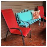 Metal Outdoor Bench w/ 2 Chairs