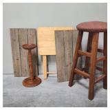 Lot w/ Stool, Barnwood, Tray, & Stand