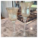 Pair of Modern Glass Candle Holders