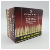 100 Rds Federal 223 REM 55 GR FMJ Ammo 100 Rds Federal 223 REM 55 GR FMJ Ammo