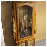 Vintage Oak Gun Cabinet w/ Etched Duck Glass Vintage Oak Gun Cabinet w/ Etched Duck Glass