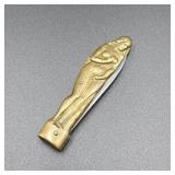 Vintage Parker Cut Co. Brass Nude Pocket Knife