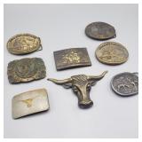 Lot of Vintage Western and NRA Belt Buckles