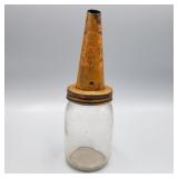 Antique Glass Oil Bottle Early 1900s