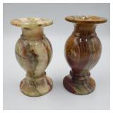 Two Decorative Onyx Candle Holders