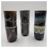 Six Stoneware Sake Cups