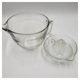 Glass Batter Bowl w/ Glass Fruit Juicer Glass Batter Bowl w/ Glass Fruit Juicer
