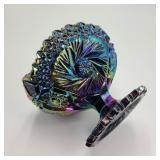 Fenton Amythest Pinwheel Carnival Glass Compote Fenton Amythest Pinwheel Carnival Glass Compote