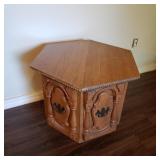 Vintage Hexagonal Side Table w/ Cabinet