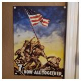 Small Metal Iwo Jima Flag Sign Small Metal Iwo Jima Flag Sign