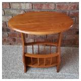 Small Oval Side Table w/ Magazine Holder