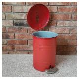 Small Retro Metal Waste Can w/ Enamel Insert Small Retro Metal Waste Can w/ Enamel Insert