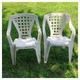 Pair of White Plastic Lawn Chairs