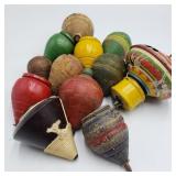 Set of Vintage Wooden Spinner Tops Set of Vintage Wooden Spinner Tops