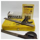 Flat w/ Tap & Die, Steel Stamps, & Levels Flat w/ Tap & Die, Steel Stamps, & Levels