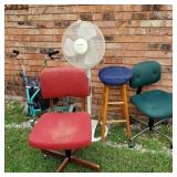 Lot of Household w/ Walker, Fan, & Two Chairs