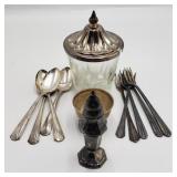 Antique Flatware w/ Jar & Shaker