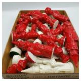 Vintage Red & White Ceramic Chess Pieces