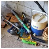 Lot of Household Under Table w/ Cooler & E-knife Lot of Household Under Table w/ Cooler & E-knife