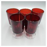 Lot of 5 Ruby Stemware Tumblers