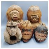 Lot of Carved Coconut Faces