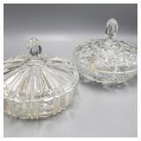 Clear Glass Covered Candy Dish Pair Clear Glass Covered Candy Dish Pair