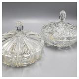 Clear Glass Covered Candy Dish Pair