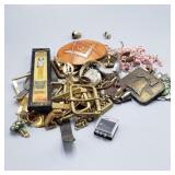 Lot of Scrap Jewelry w/ Leather Masonic Buckle Lot of Scrap Jewelry w/ Leather Masonic Buckle