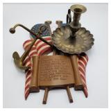 Brass Pledge Plaque w/ Decorative items