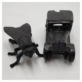 Vintage Cast Iron Model Car and Bug Vintage Cast Iron Model Car and Bug
