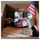 Box of Office Supplies w/ Flag & Envelope