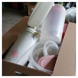 Box of Plasticware w/ Pitcher Box of Plasticware w/ Pitcher