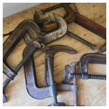 Flat of C Clamps in Shed Flat of C Clamps in Shed