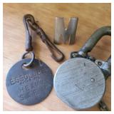 K. C. S. Railroad Lock w/ Essolube Oil Tag Lot